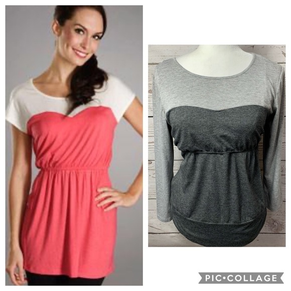 EUC Dote Grey Two-Tone Sweetheart Nursing Top - Picture 1 of 7